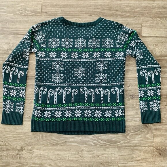 Christmas Ugly Sweater Mens L Knit Elf I Know Him Green & Red Pull-Over - Picture 14 of 15